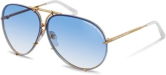 Porsche Design P8478 Iconic Sunglasses 69mm, W - Yellow Gold, White/Lens - Blue Gradient/Extra Lens - Brown