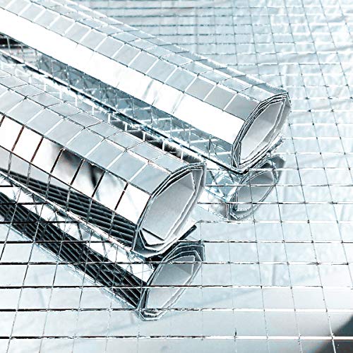 MESOAR 900pcs Silver Mirror Mosaic Tiles DIY Self-Adhesive Craft Mirrors Mosaic Tiles Mini Glass Sticker,1cm by 1cm