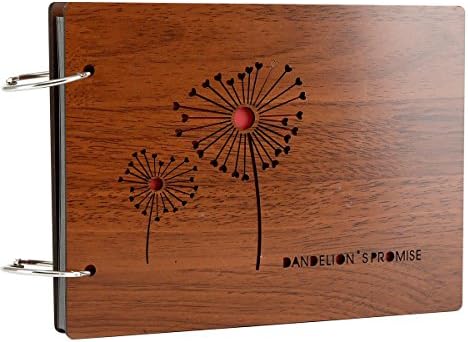 Camilla baby Album Photo Album Wood Cover Picture Book with Black Card Pages for Guest Book Family Couples Graduation Travel Memento of Beautiful Memories-Dandelion