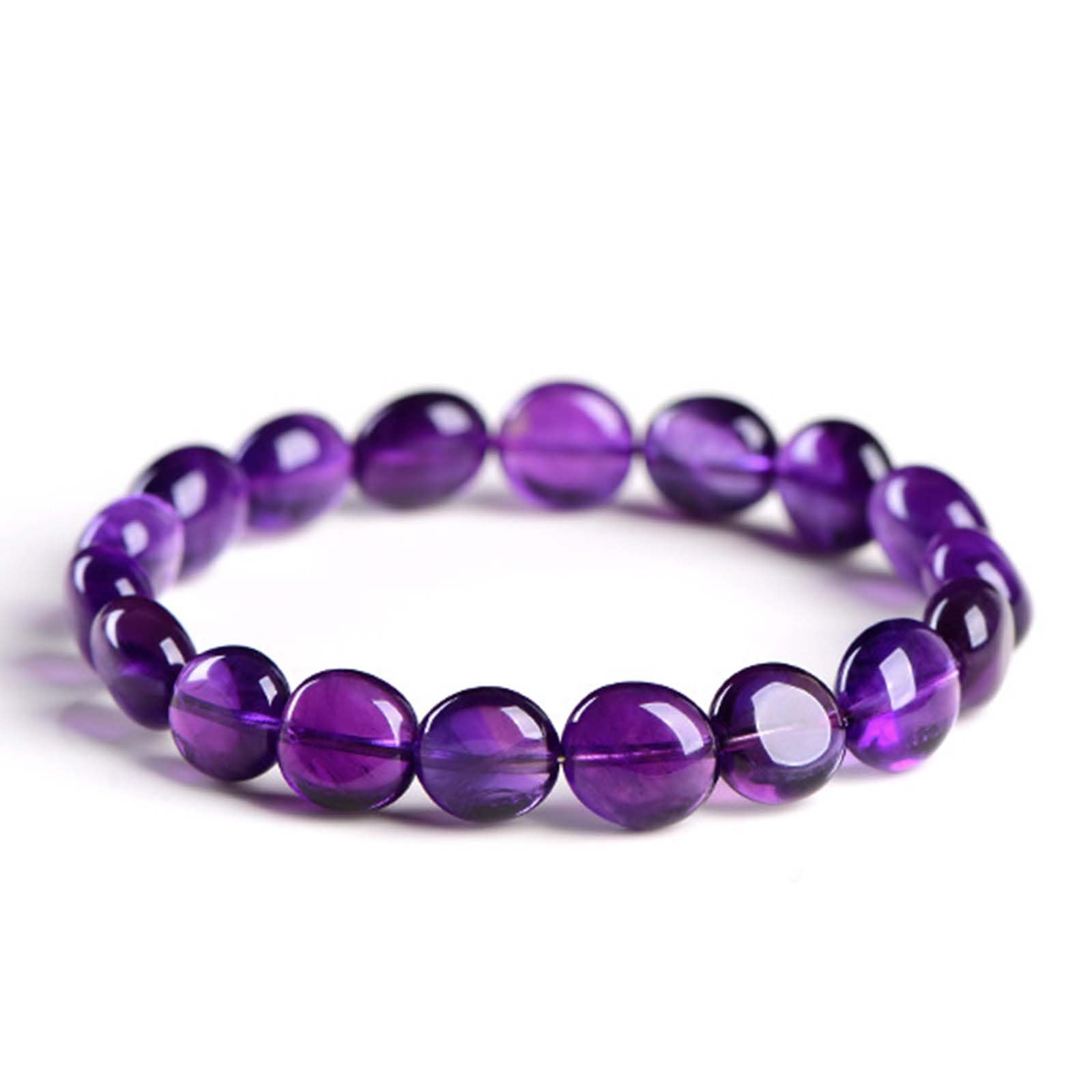 Pulsera de Cuentas en Forma de Huevo de Amatista Natural
