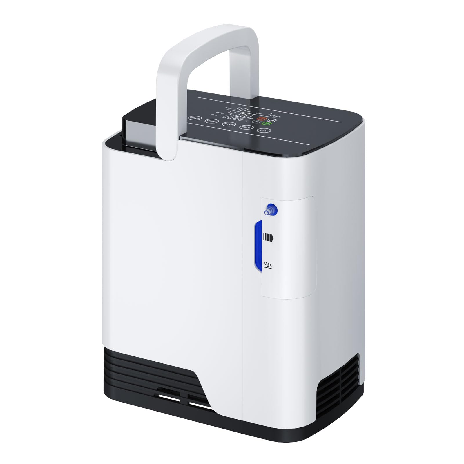 Concentratore di ossigeno portatile, concentratore di ossigeno domestico, flusso di ossigeno regolabile da 1 a 7 l/min con timer regolabile da 0,5 a 4 ore, adatto per bambini e adulti