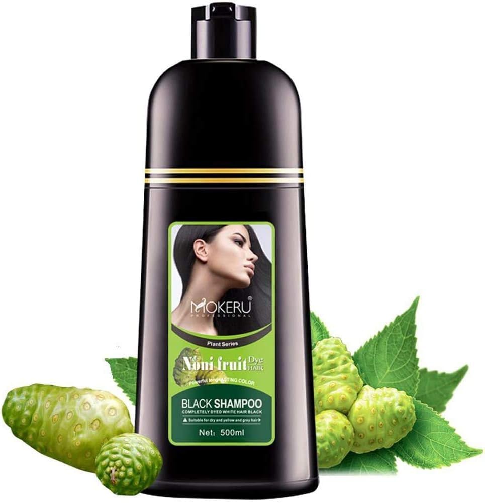 Mokeru Organic Natural Fast Hair Dye, Noni Plant Black Shampoo 500ml (Noni black)