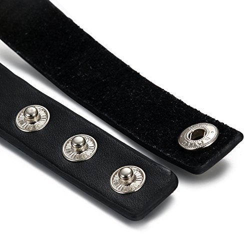 Flongo Gothic Black Rivet Leather Spiked Necklace Neckband Choker, Unisex Spike Studded Punk Rock Biker Wide Strap Leather Collar Necklace, Rivets Spiked Accent Leather Choker (Newest Upgrade Model)3