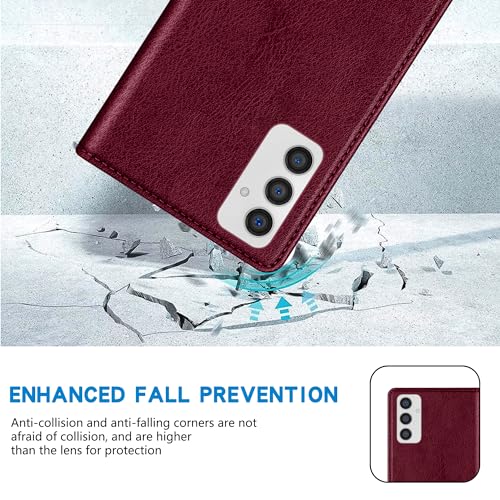 Image of ZZXX for Galaxy S23 FE Wallet Case Strong Magnetic 6.4 inch,Wine Red