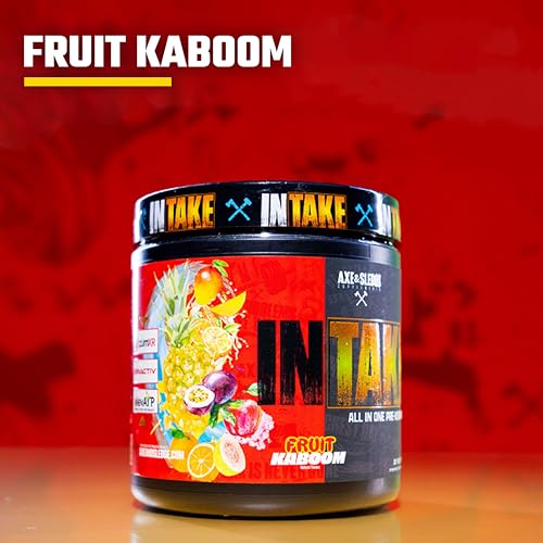 Image of Axe & Sledge Intake All-in-One Pre-Workout | 300mg Caffeine | L-Citrulline, Beta Alanine, Betaine for Performance & Focus | Pre-Workout for Men & Women | 20 /40 Servings, Fruit Kaboom