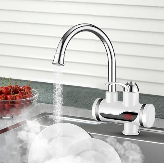 Drumstone (𝟏𝟓 𝐘𝐄𝐀𝐑𝐒 𝐖𝐀𝐑𝐑𝐀𝐍𝐓𝐘) Electric Water Heater Faucet Hot And Cold Water Geyser Fast Heating Tap with LED Digital Temperature Display ABS Body Shock Proof Electric Saving Geaser-image-4