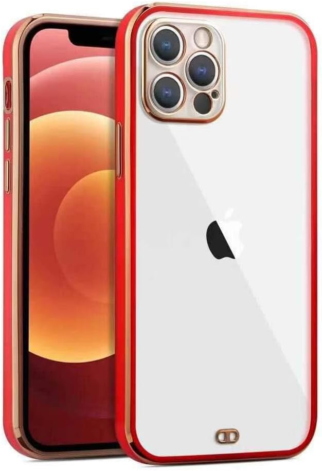 PHIKY mobile phone case with high translucent and precise hole compatible with IPHONE12PRO(Red)