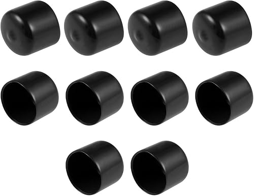 uxcell 10 tapas de goma de 0.984 in (1 pulgada) de vinilo de identificación redonda tapa tapa de rosca protectores de rosca negro