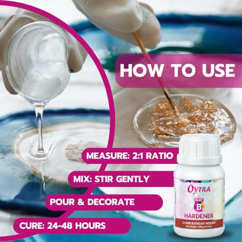 Image of Oytra Resin Art Liquid Hardener for Craft Beginners Materials Kit Ultra Crystal Clear Coat Transparent Epoxy 2 1 Ratio Artists Jewellery Set Casting Tabletop DIY Project (Pack of 5 x 300g)