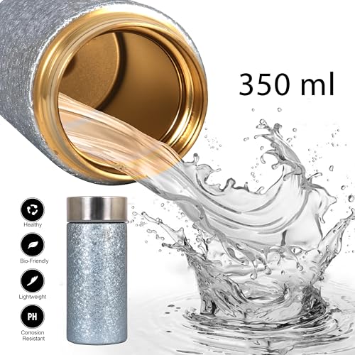 Image of Titanium Water Cup with Lid, Leakproof & Lightweight Portable Bottle, Durable Metal Drink Container for Office Travel Home, Reusable Teacup for Daily Use (Titanium Blue, 350 ML)