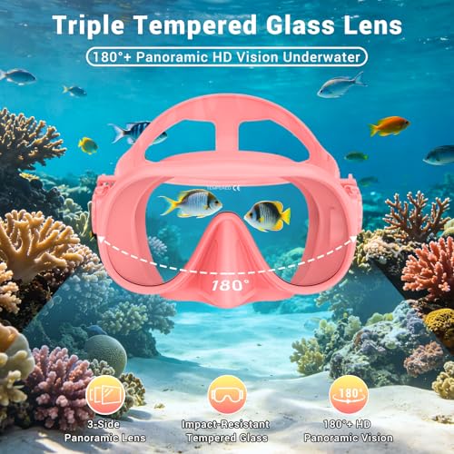 Equipo de Snorkel para Adultos, Set de Snorkel Adulto, Máscara de Buceo con Vista Panorámica, Antifugas y Antivaho, Gafas de Natación y Buceo con Vidrio Templado, Portátil y Plegable para Viaje miniatura 2