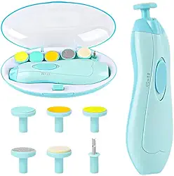Cortador Aparador Lixa Unha Bebê Recém Nascido Elétrico Seguro Silencioso Luz Led Diversas Idades Kit Completo (Azul)