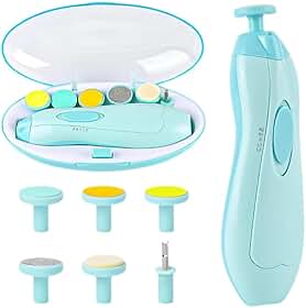 Cortador Aparador Lixa Unha Bebê Recém Nascido Elétrico Seguro Silencioso Luz Led Diversas Idades Kit Completo (Azul)