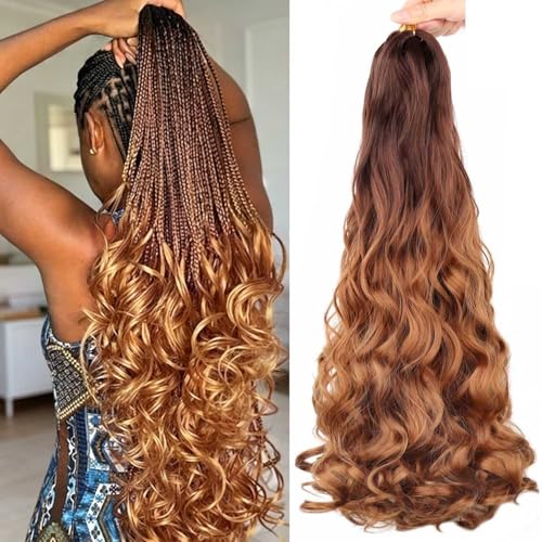 8 Packs French Curly Braiding Hair 24 Inch Bouncy Wavy Pre Stretched for Goddess Box Braids Black Women (OT4/30, 24 Inch Pack of 8)