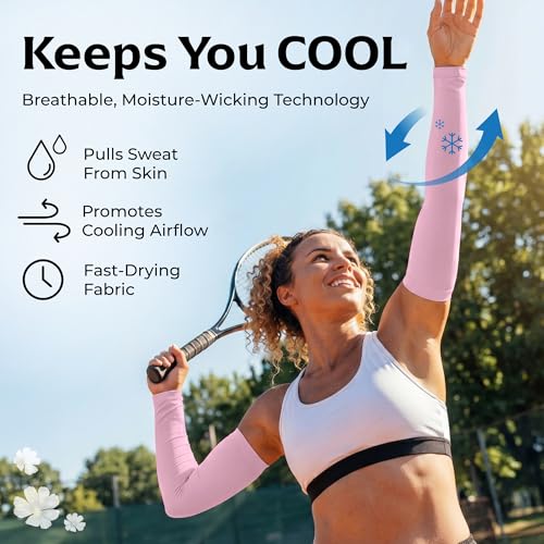 Image of SportsTrail Cooling Arm Sleeves for Men & Women - Breathable, UV Sun Protection, Sports Arm Sleeves for Women, Men & Youth