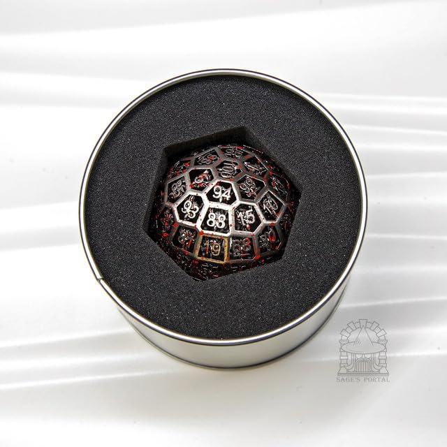Sage's Portal D100 Dragonstones Metal DND Dice for DND TTRPG Dungeons and Dragons Pathfinder (Hollow Nickel/Blood)