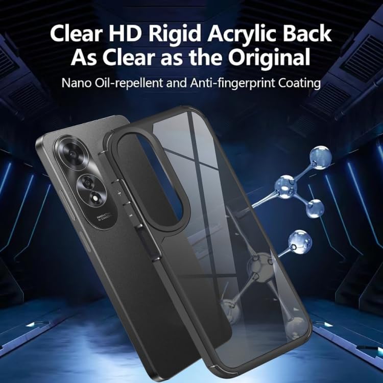 Image of SHINESTAR Ultra Slim Clear Back Cover for Oppo A78 5G, Transparent Hybrid Hard Shell Plastic & Soft Silicone Rubber Bumper, Non-Yellow Acrylic Protective Cover for Oppo A78 5G - Black
