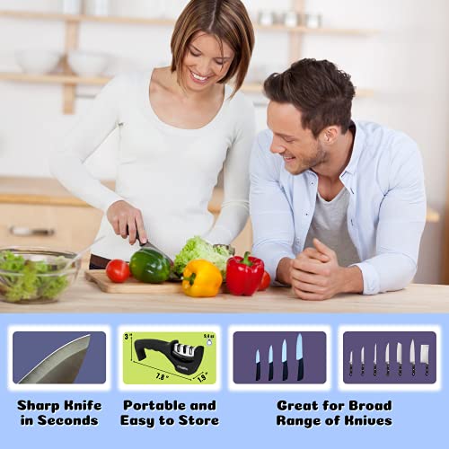 image for ProvidePros Kitchen Knife Sharpener: 3 Stage Knife Sharpening Tool Hel