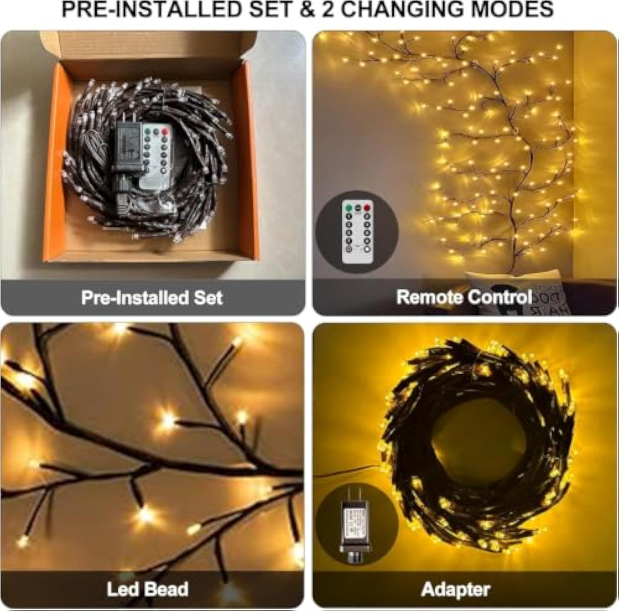 Christmas Garland, 7.5ft Artificial Vine with LED Lights