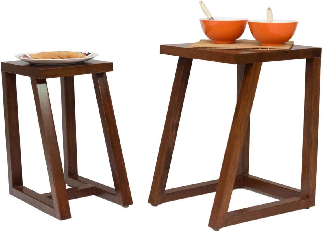 kiwa Wooden Melamine Polished Twin Table, Large and Medium -Set of 2 | Home and Office Décor