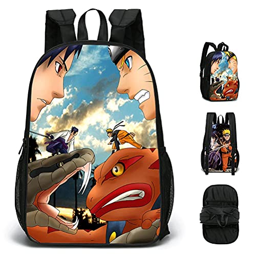 Naruto, Naruto Accessoire, Sac A Dos , Double Face Sac à Dos Naruto Shippuden College école Sacs de Voyage Naruto Akatsuki Uzumaki Anime Sac à Randonnée en Plein Air pour Garçon Fille Cover