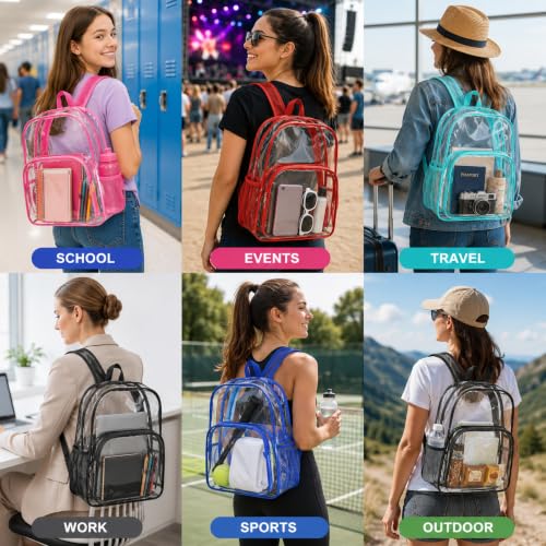 Image of Amylove 60 Pcs Clear Backpack bulk for Stadium Events Heavy Duty PVC Transparent Bookbag for College Workplace Security (17 Inches,Multicolor)