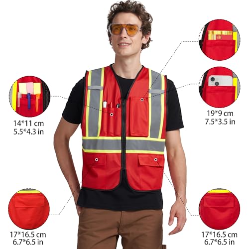 Image of A-KSAFETY High Visibility Safety Vest for Men Women with Pockets and Zipper