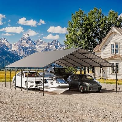 20 x 30 FT Heavy Duty Metal Carport, Galvanized Steel Car Canopy with Reinforced Frame, Outdoor Car Garage Shelter for Pickup Truck, SUV, Motorcycle & Boat, All Weather Protection