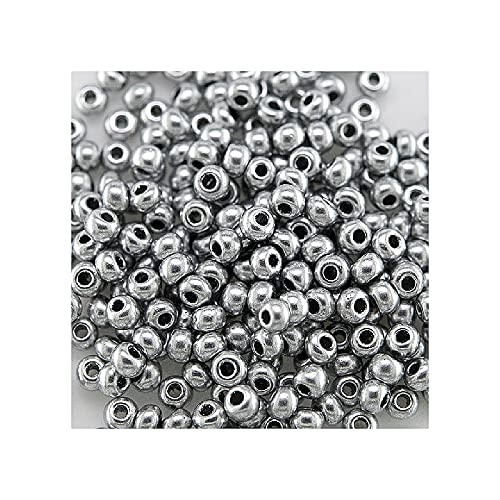 Preciosa seed beads 20 g 11/0 (approx. 2.1 mm) silver dyed (Rocailles Preciosa seed beads silver-coloured) — image 1