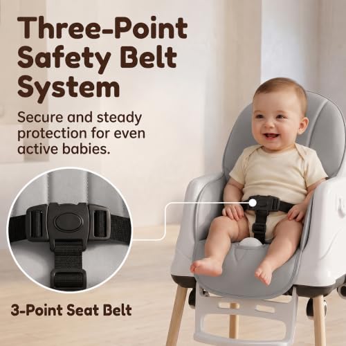 Image of StarAndDaisy High Chair for Baby /Baby Feeding Chair for 0 to 5 Years with 4 in-1 Multifunctions /High Chair with Wheels, Height Adjustable, Detachable Tray & 3-Point Safety Belt