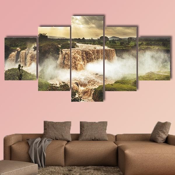 Tableau décoration murale premium GONGCAO - Chutes du Nil bleu d'Éthiopie sur toile canvas 200x100