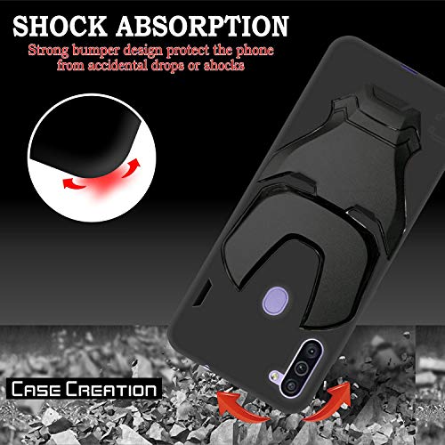 Image of COVERLY Official 3D Smooth Feel Avenger Logo Mask Soft Rugged Grip Iron Man Engraved Cartoon Movie Engraved Silicone Rubber Matte Back Cover for Samsung Galaxy M11 (2020) - Black