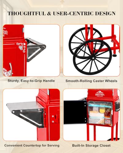 Image of 10 Oz Popcorn Machine with Cart for Home Party Office