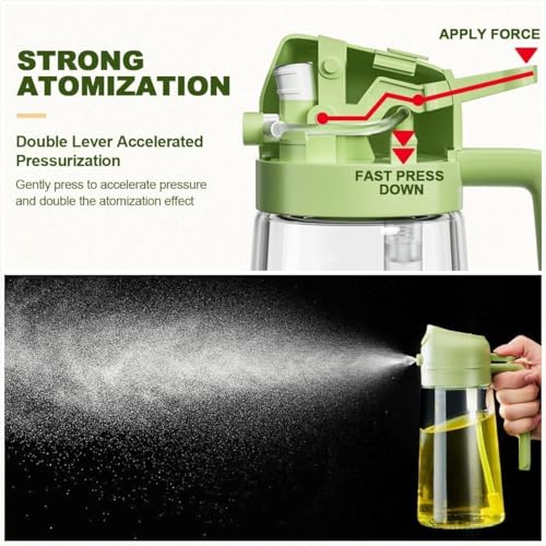 Image of Glass Oil Sprayer 500 ml, 2 in 1 Dispenser with Spray and Pour Function, Cooking Spray Bottle for Air Fryer, Olive Oil Container for BBQ, Roasting, Grilling, Kitchen Use (Multicolor)