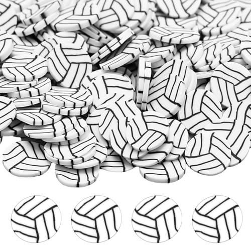 Image of Weysat 60g Mini Volleyball Polymer Clay Slices 0.2 Inch Tiny Clay Volleyball Pieces Sports Sprinkles Ball Confetti for Clips Nail Art DIY Craft Party Decoration Favors for Team Sports Lover