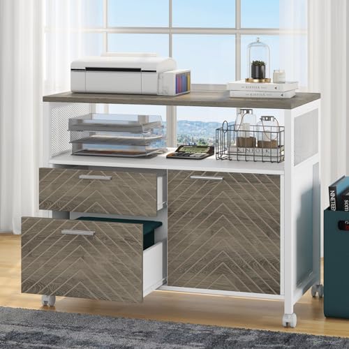 Tribesigns Modern File Cabinet with Drawers for Letter-Sized File and Door, Lockable lateral Filing...