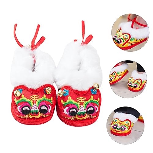 PartyKindom 1pair Tiger Embroidered Boy Girl Shoes Warm Walking Shoes Non- Footwear for Boys and Girls Comfortable for2