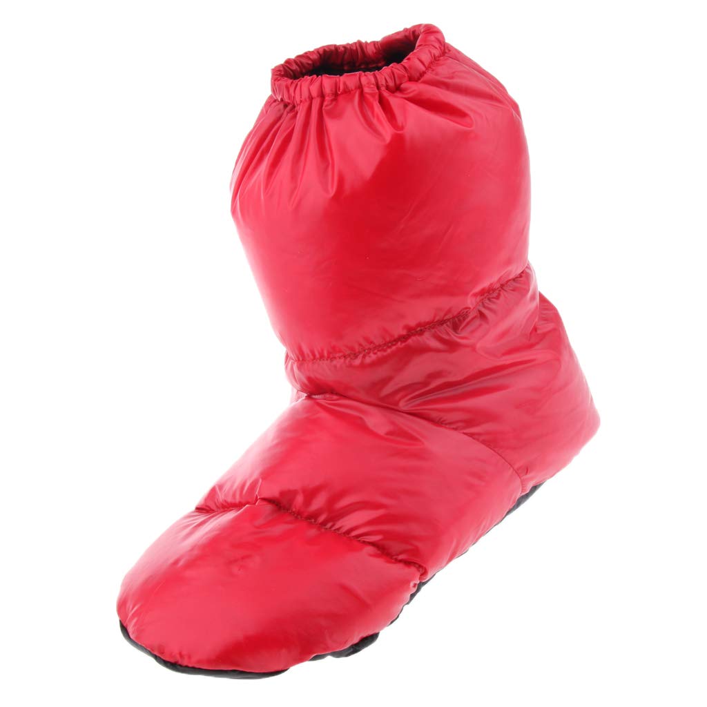 NIVAA Soft Duck Down Slippers Winter Warm Foot Booties Camping Footwear Red L-picture-33