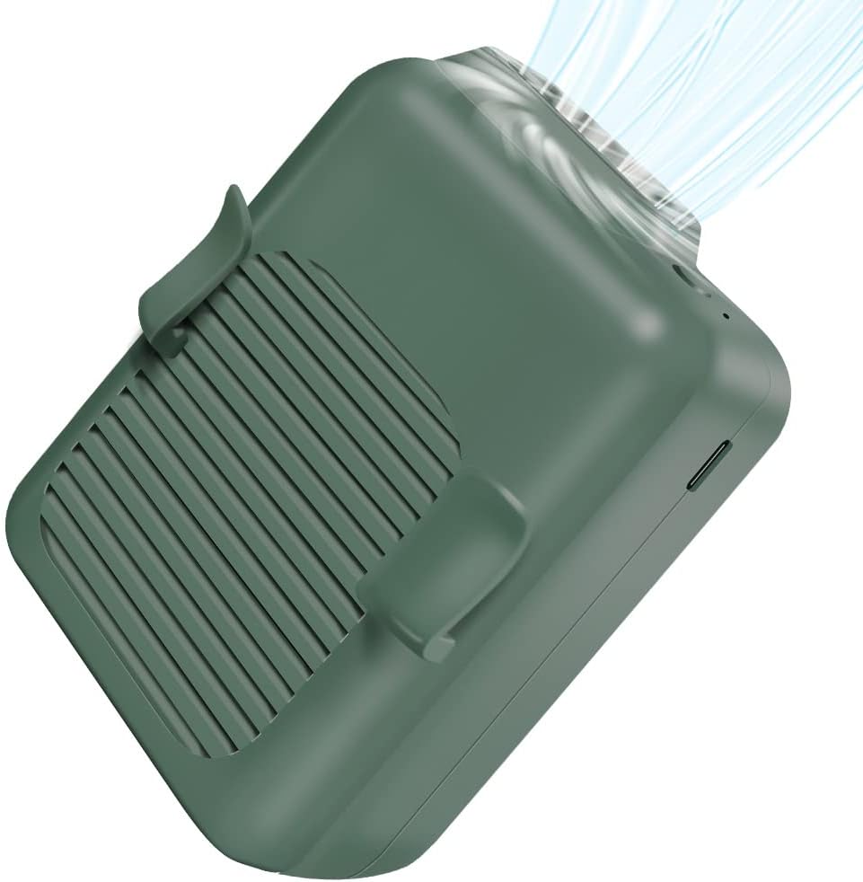 CAZOKASI Wearable Portable Waist Clip Fan Personal Body Fan Super Powerful 6000mAh Upto 23H Long Endurance Work cooling and Heatstroke Prevention Fan (6000mAh / Green)