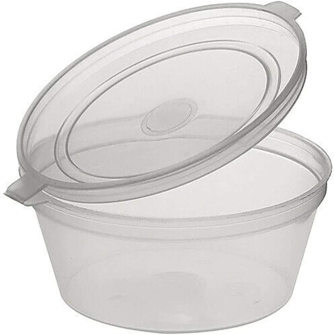 Encase Transparent 50 X 2Oz Sauce Pots With Hinged Lids Round Food Containers Deli Pots Saucetubs