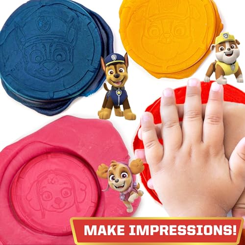 Paw Patrol Dough, 4-Pack of Sensory Dough, Resealable Storage Containers with Character Impression Molded Lids, Paw Patrol Toys, Goodie Bags Stuffers for Kids, Kids Party Favors, Arts & Crafts
