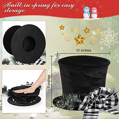 13 Pieces Christmas Tree Topper Hat Buffalo Plaid Toppers Bow Christmas Tree Bows With Christmas Tree Topper Hat Tree Topper Black Fabric Hat Christmas Tree Decor For Home Decor (Chic Pattern) #TOP2