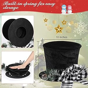 13 Pieces Christmas Tree Topper Hat Buffalo Plaid Toppers Bow Christmas Tree Bows with Christmas Tree Topper Hat Tree Topper Black Fabric Hat Christmas Tree Decor for Home Decor Chic Pattern