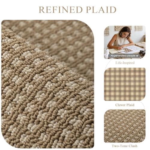 Image of hicorfe Waffle Door Mat Indoor Entrance,32 inchx20 inch Non Slip Indoor Mat,Beige
