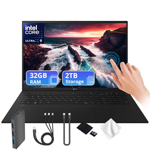 Image of LG Gram 17 inch WQXGA Touch Copilot+ PC Laptop, Intel Ultra 9 288V, 32GB LPDDR5X, 2TB Storage(1TB SSD&1TB Docking Station), Intel Arc Graphics, Backlit Keyboard, Fingerprint Reader, Wi-Fi 7, Win11, Black
