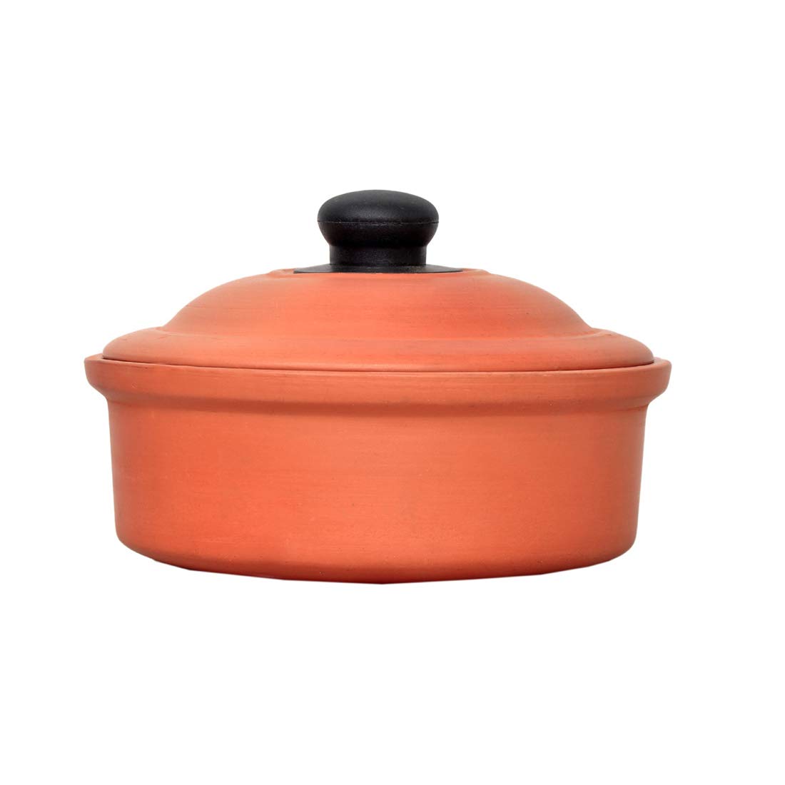 Clay Kadai with Lid 2 Litre, Hand Made Pottery Earthen Kadai, Clay Handi Pots Combo for Cooking and Serving (Brown, 2 Litre) Used on LPG