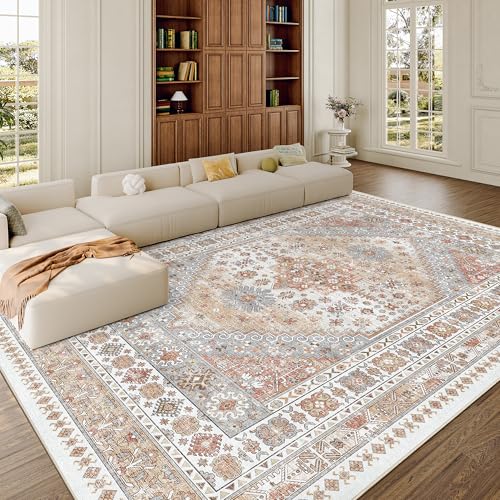 Image of zesthome 8x10 Area Rugs for Living Room,Large Washable Rug,Orange