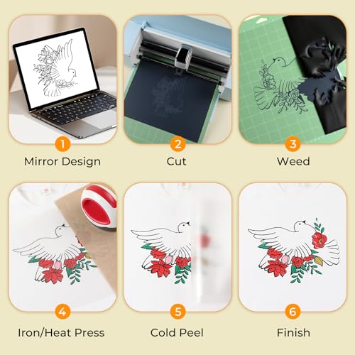 Image of HTVRONT HTV Heat Transfer Vinyl, 18Pack 3-in-1 Variety HTV Vinyl Pack | HTV Vinyl with Glitter, Chameleon & PU Iron On Vinyl for T-Shirts - Easy to Cut & Weed, Compatible with All Cutting Machine