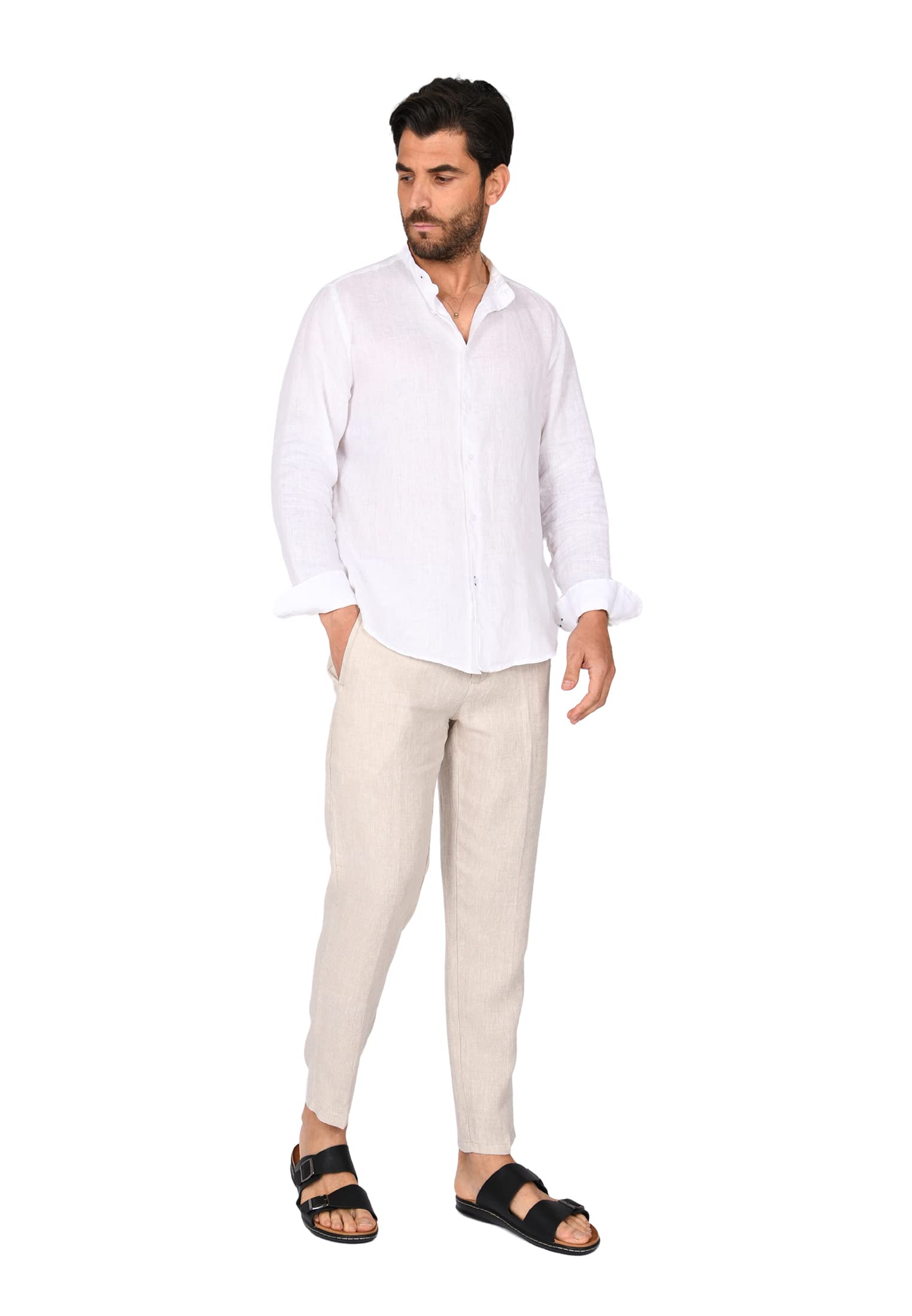 Ciabalù Herrenhose, Leinen, elegant, Caprihose, Sommer, kühl und bequem, Tasche für Amerika, Übergrößen, beige, 42