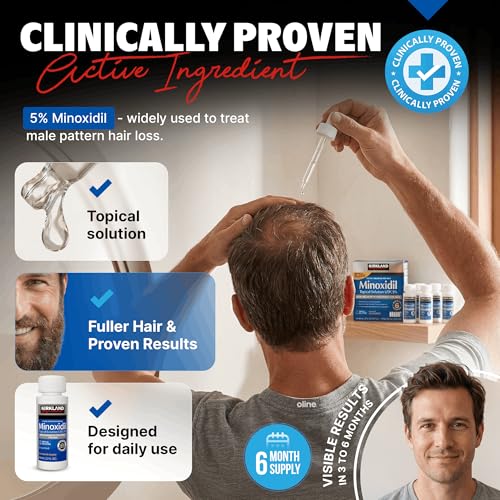 Image of Minoxidil Liquid Extra Strength Hair Regrowth Treatment for Men, 5% Topical Solution, 6 Months Supply - Dropper Applicator and Bonus Free Instructional Guide Included